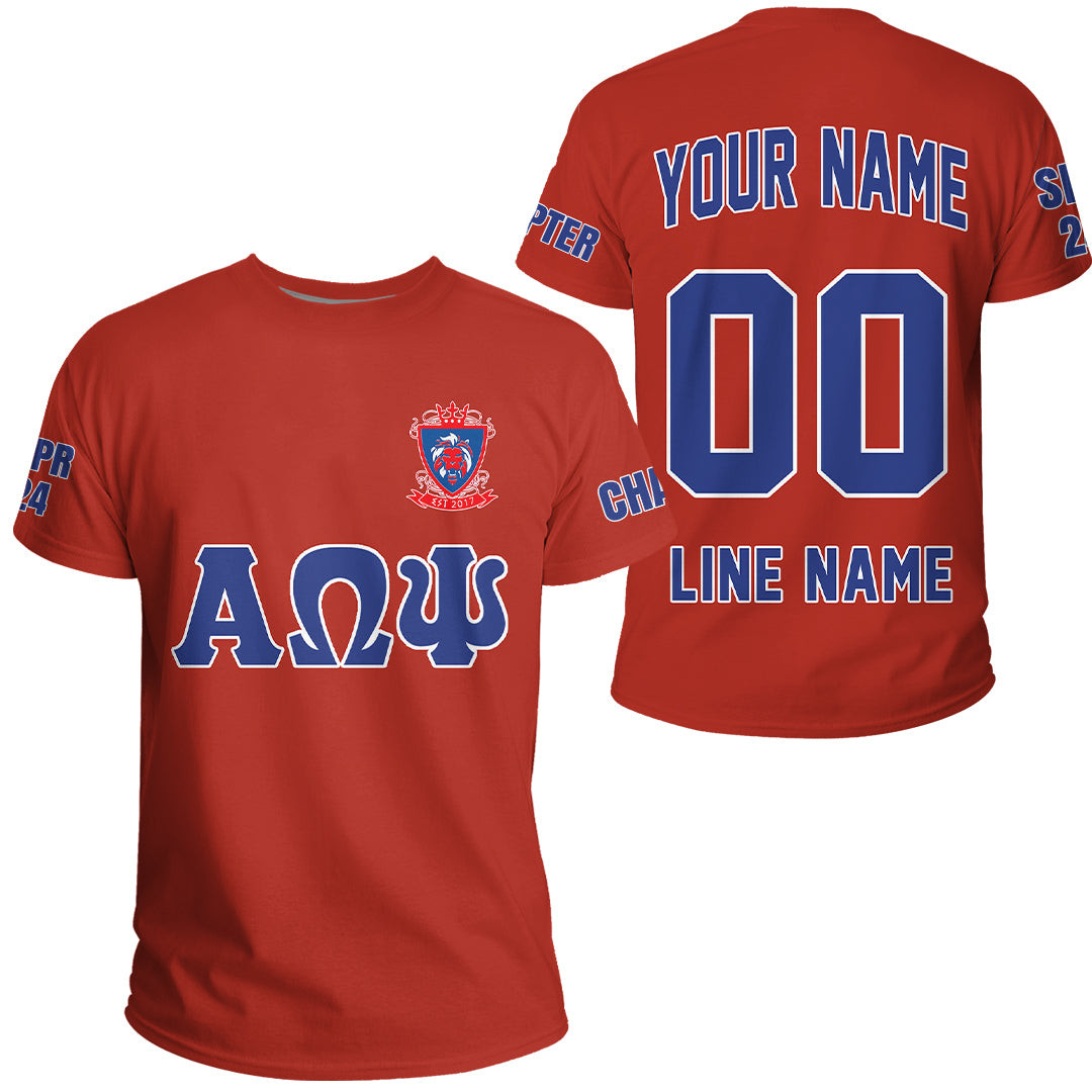 African T-shirt – (Custom) Alpha Omega Psi Military (Red) Letters...