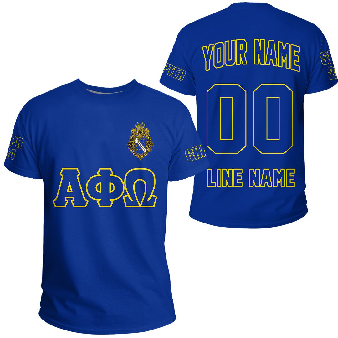African T-shirt – (Custom) Alpha Phi Omega (Blue) Letters Tee