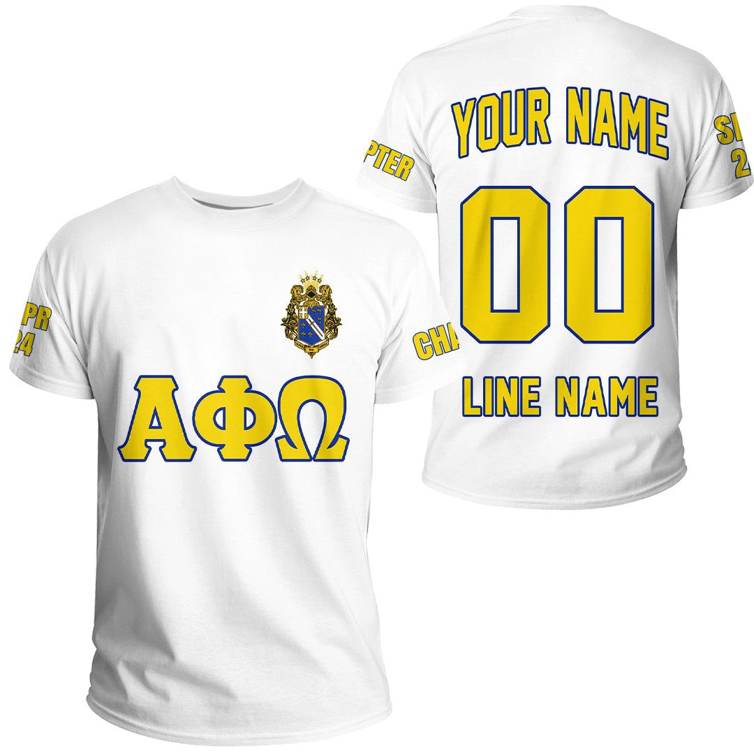 African T-shirt – (Custom) Alpha Phi Omega (White) Letters Tee