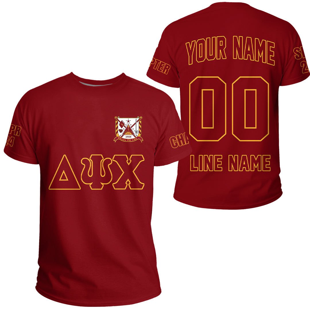 African T-shirt – (Custom) Delta Psi Chi Fraternity (Crimson) Letters...