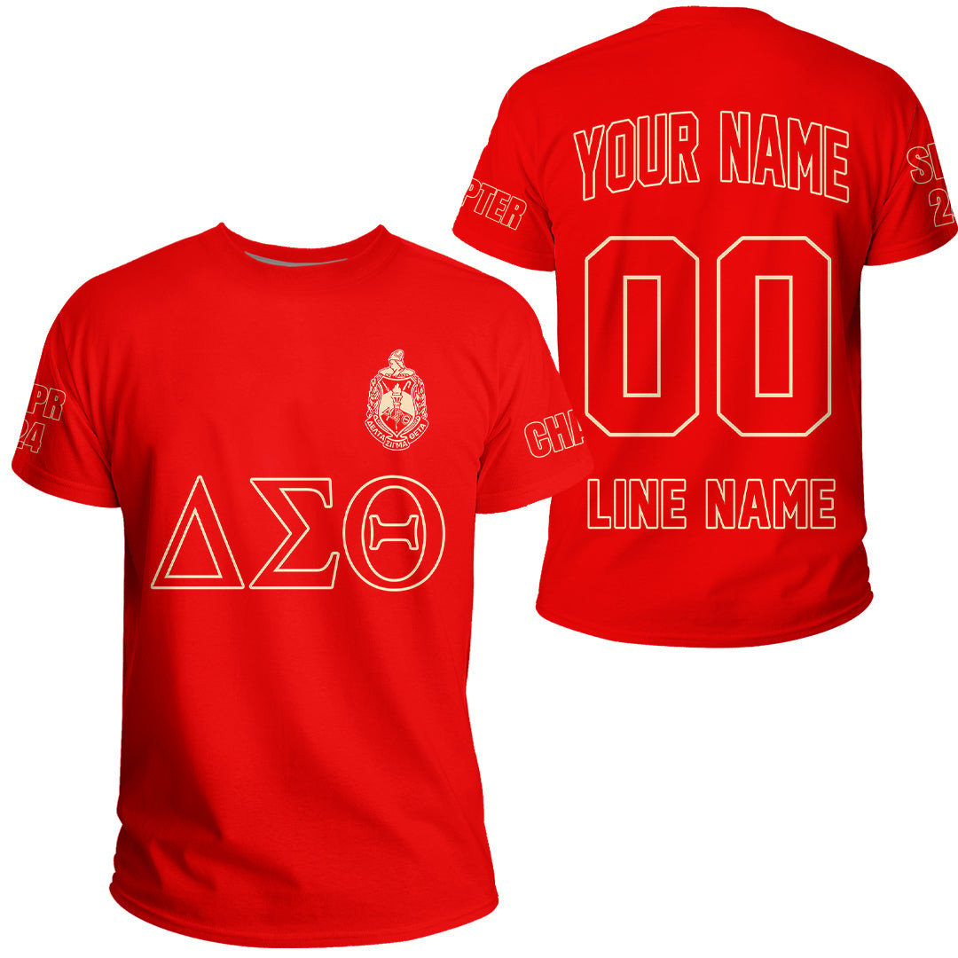 African T-shirt – (Custom) Delta Sigma Theta Sorority (Red) Letters...