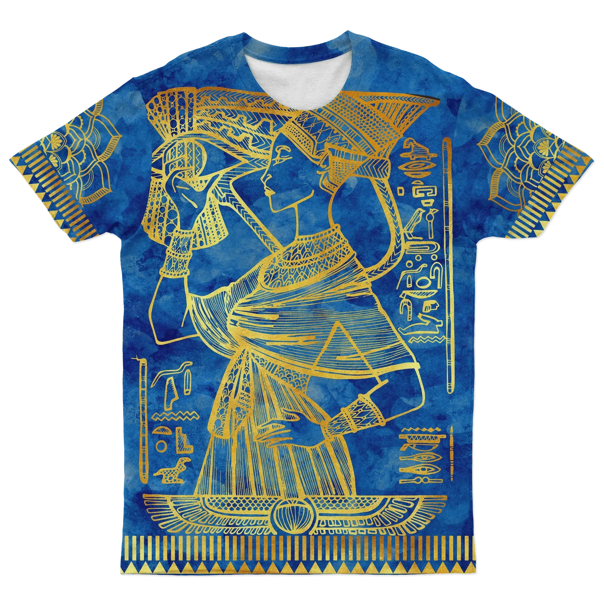 African T-shirt – Egyptian Queen Pattern In Blue Tee