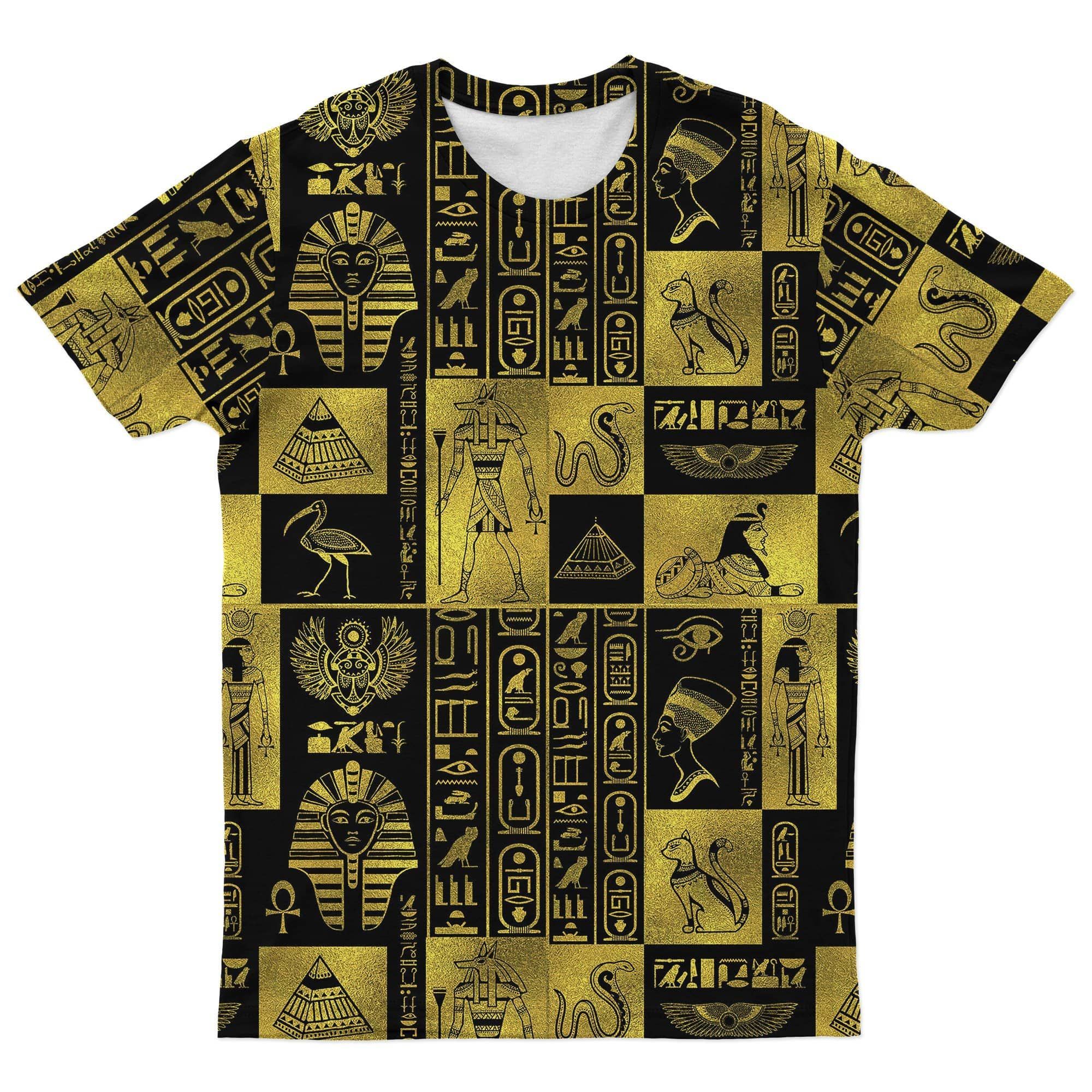 African T-shirt – Egyptian Symbols Gold Tee