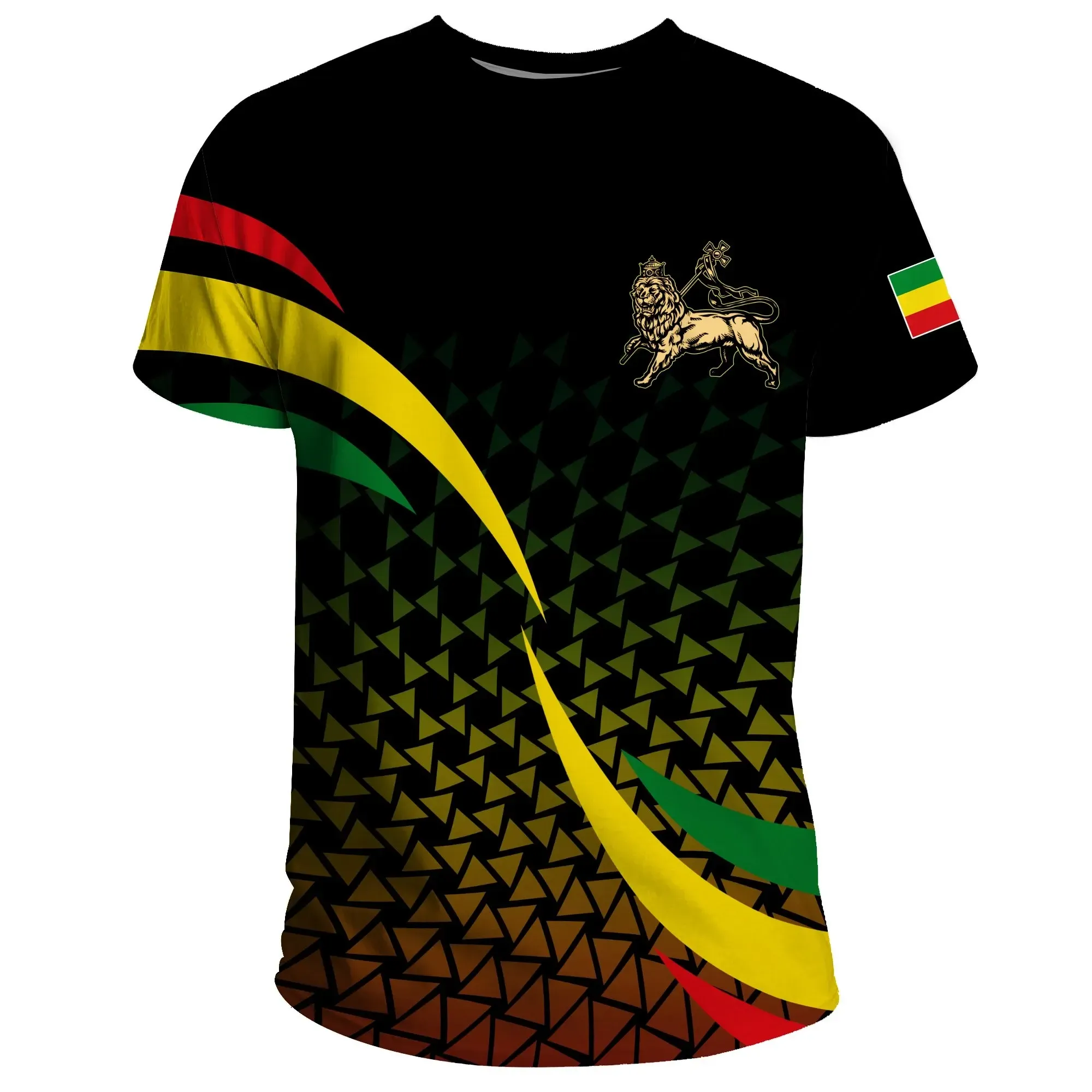 African T-shirt – Ethiopia Rasta Lion Black Tee