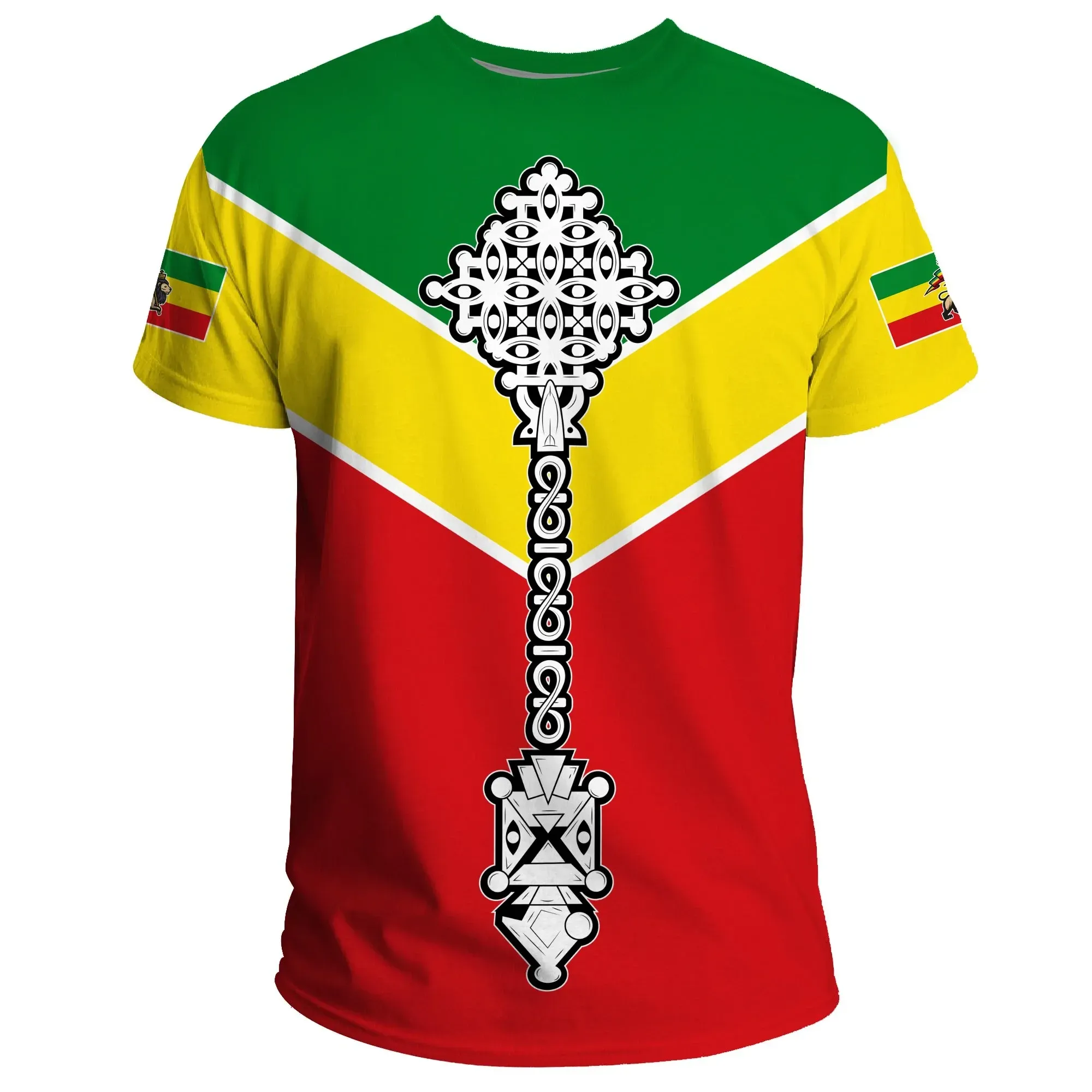 African T-shirt – Ethiopia Rising Coptic Cross Lion Tee