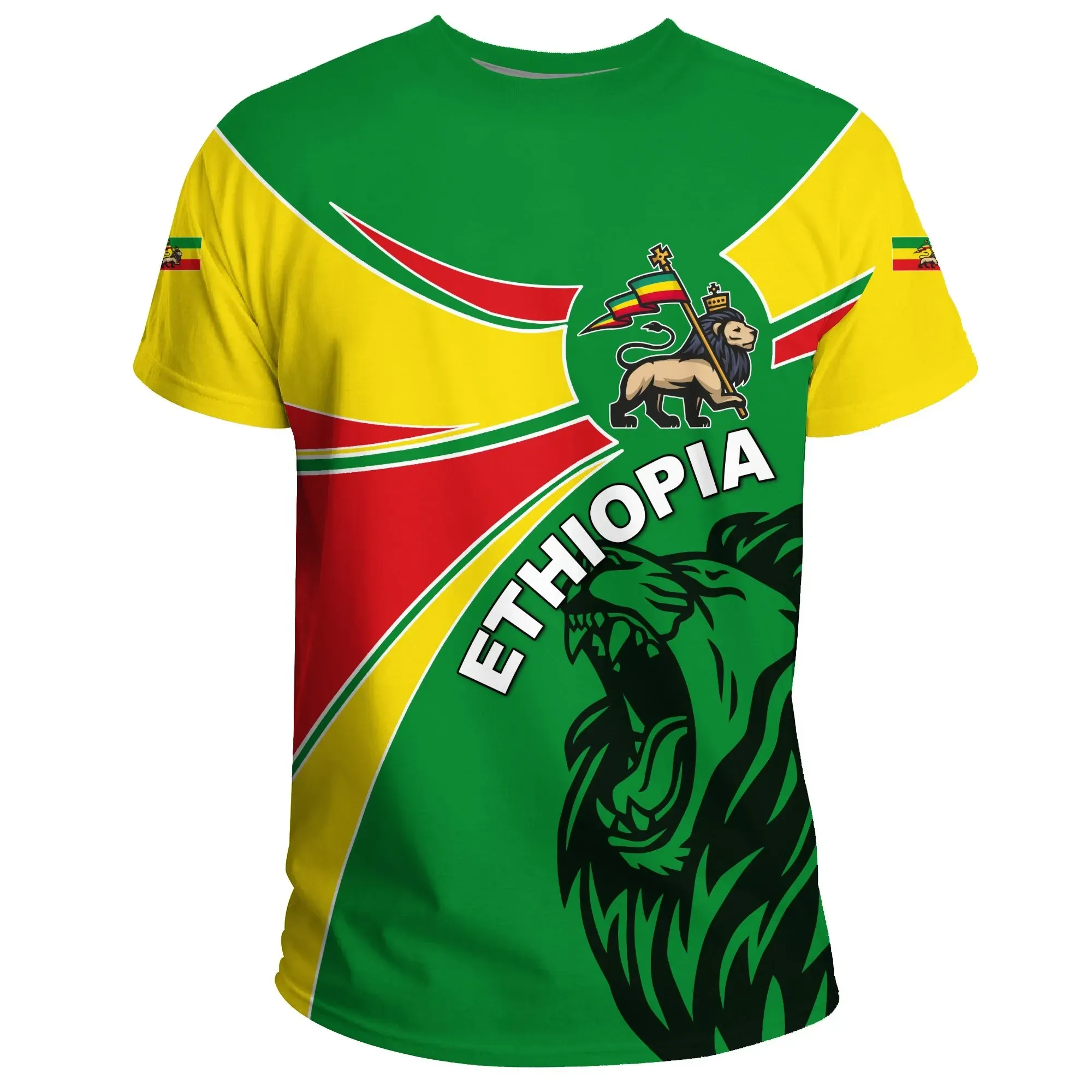 African T-shirt – Ethiopia Round Coat Of Arms Lion Tee