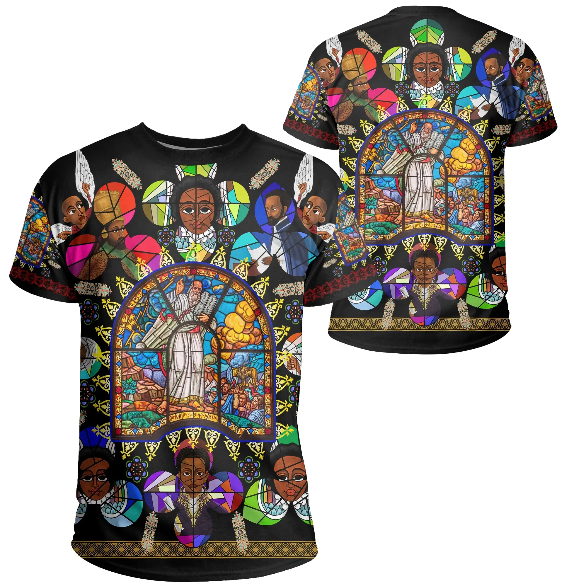 African T-shirt – Ethiopia Stained Glass Window Orthodox Tee