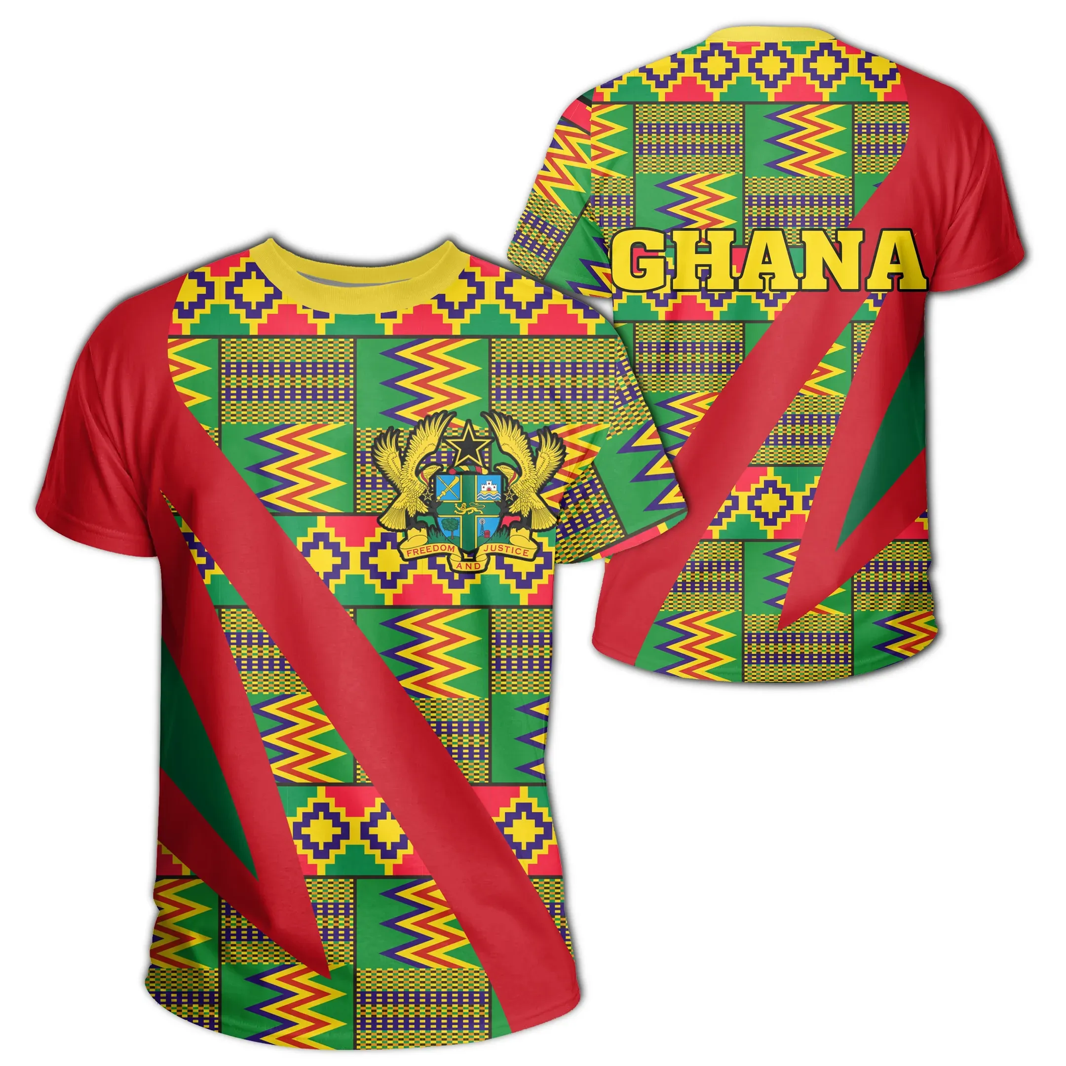 African T-shirt – Ghana Flag Kente Bend Style Tee