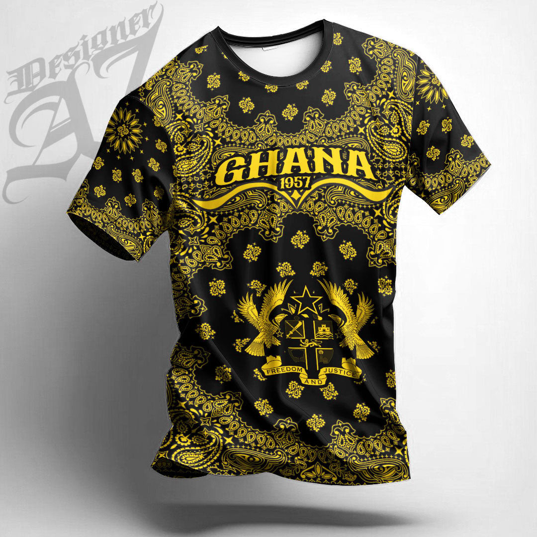 African T-shirt – Ghana Paisley Bandana “Never Out of Date”...