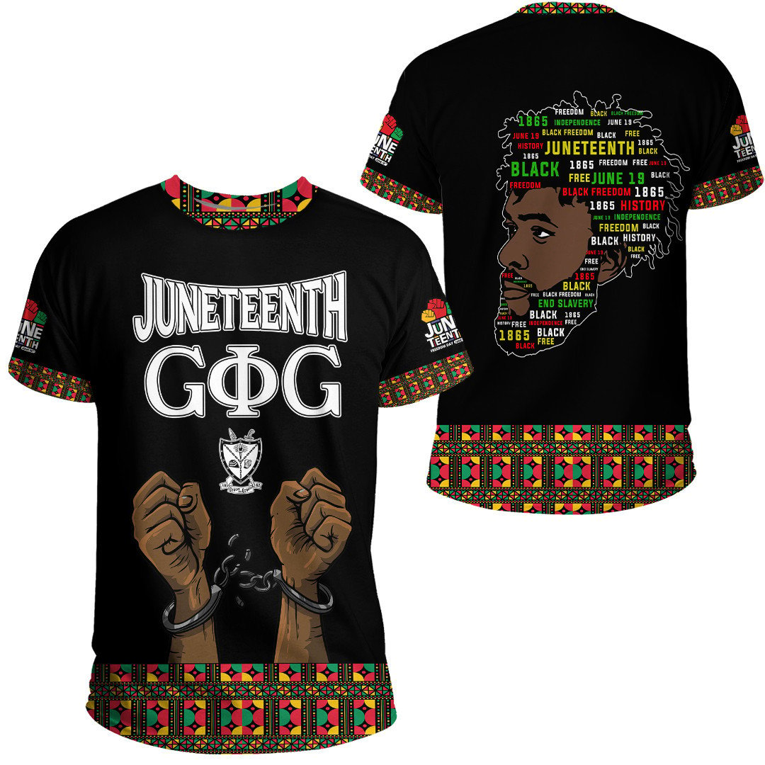 African T-shirt – Groove Phi Groove Social Fellowship Juneteenth Pattern...