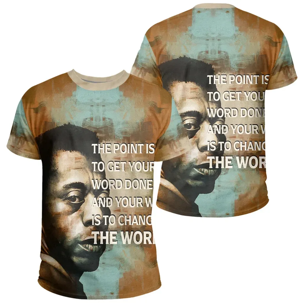 African T-shirt – James Baldwin Quote Paint Mix Tee
