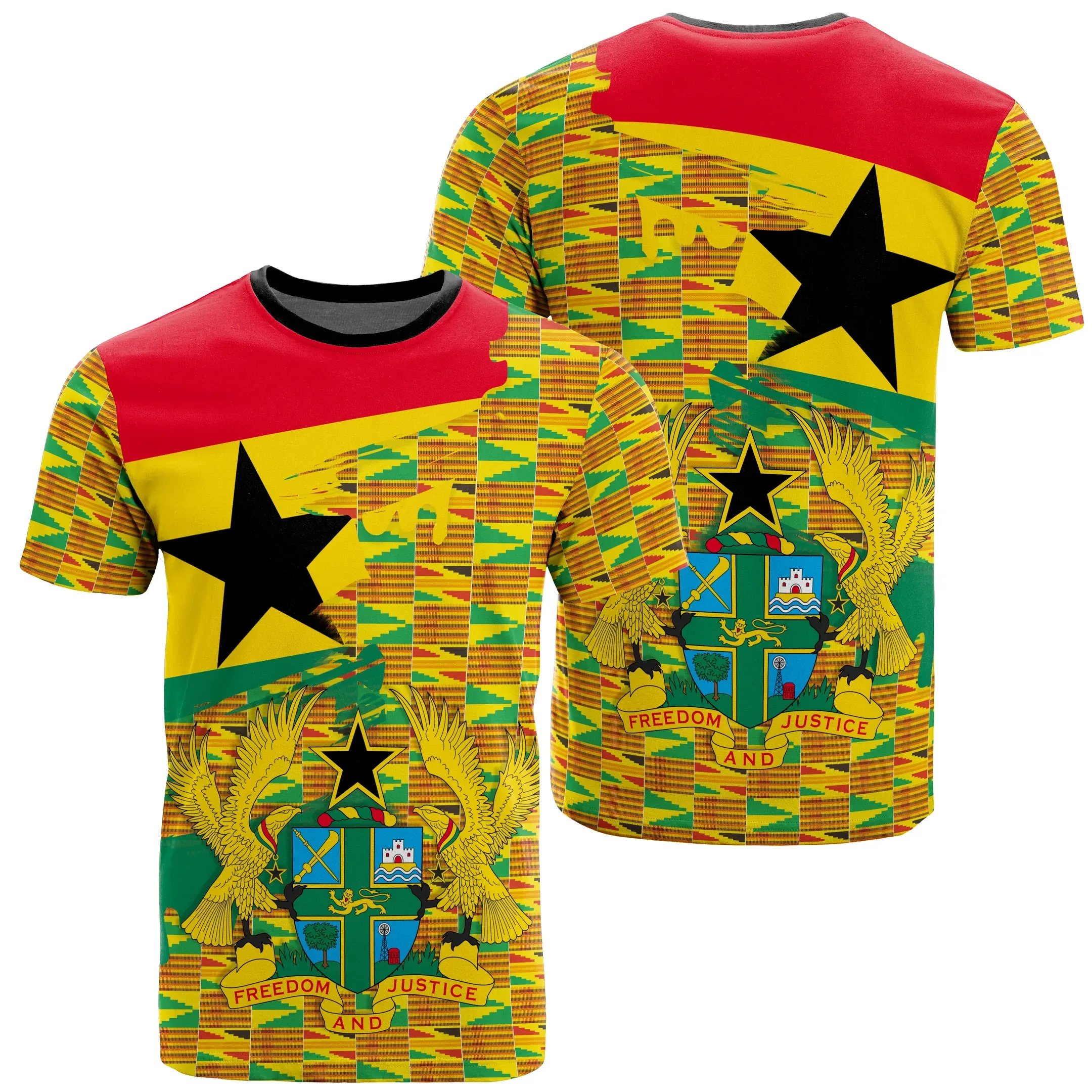 African T-shirt – Kente Geometrical Pattern Gash Style Tee