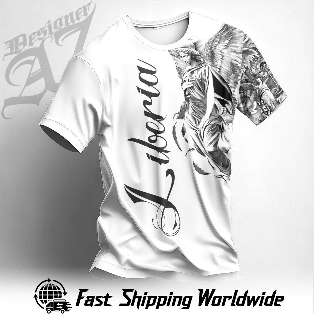 African T-shirt – Tunisia Angel of the Lord Famous Body Tattoo Style (You can Personlized Custom) Tee