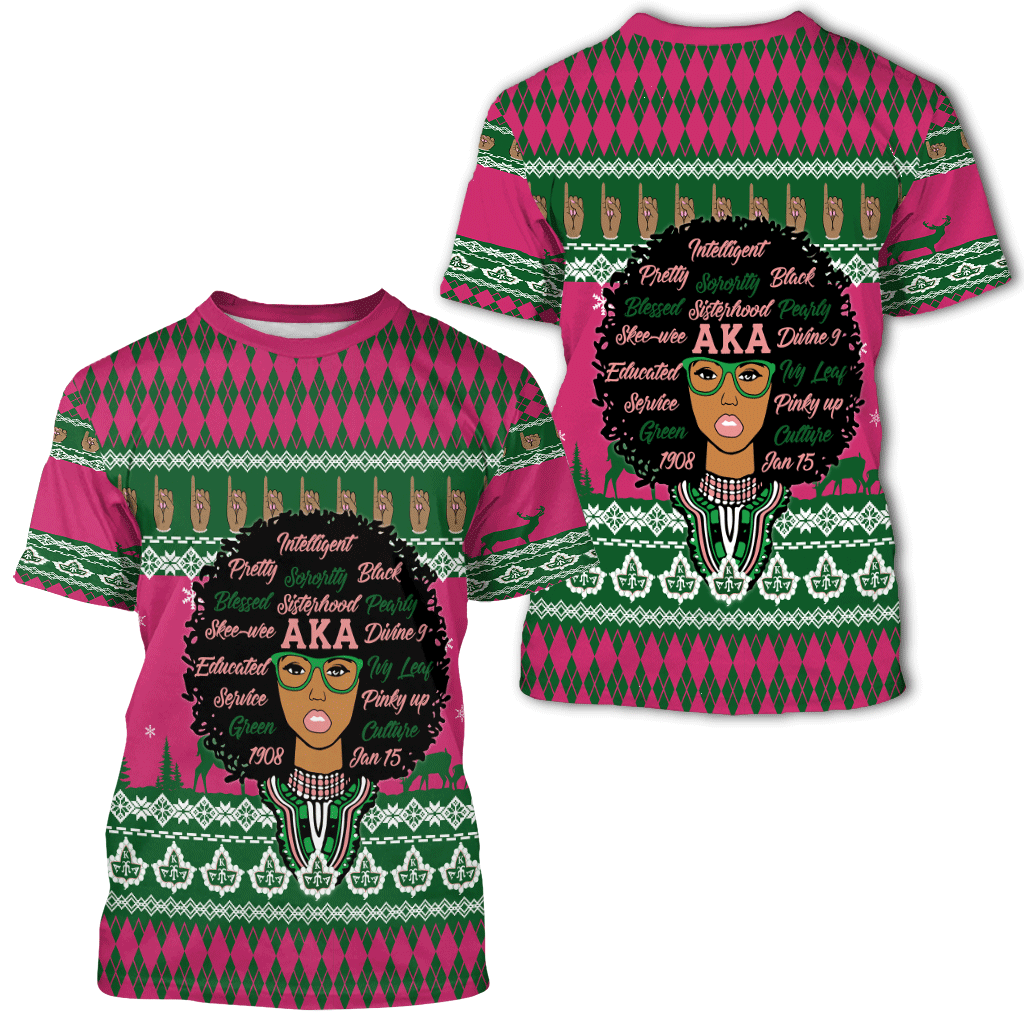 African T-shirt – Lux AKA Sorority Woman Dashiki Christmas Tee