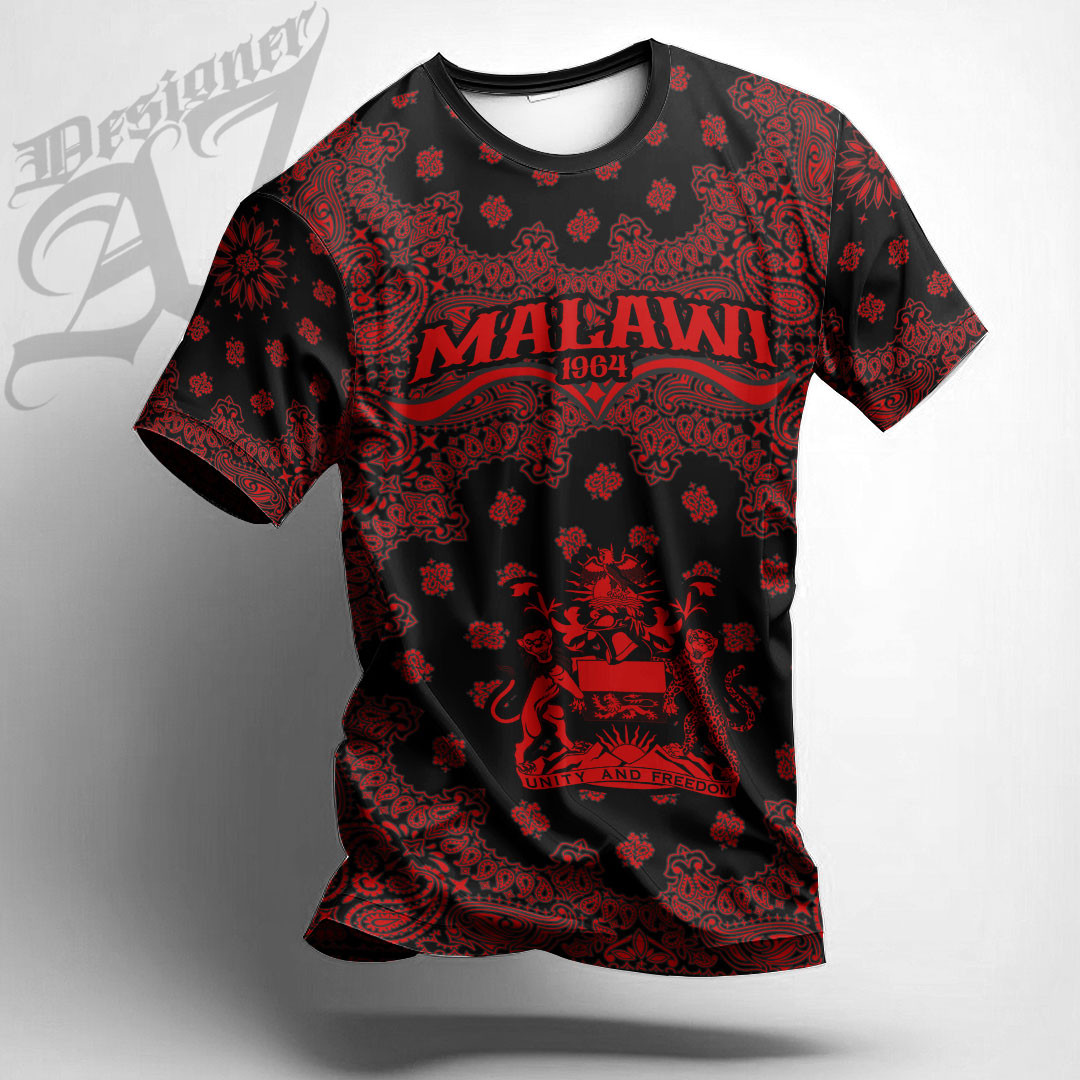 African T-shirt – Malawi Paisley Bandana “Never Out of Date”...