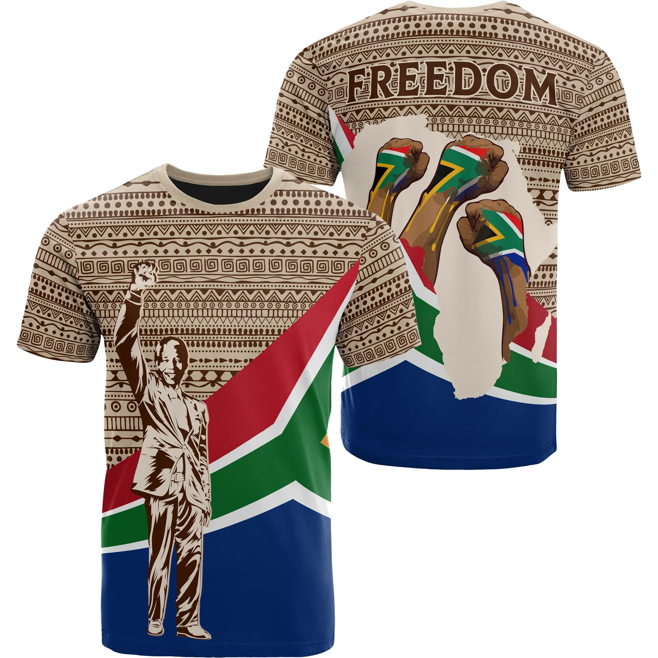 African T-shirt – Nelson Mandela South Africa Flag Tee