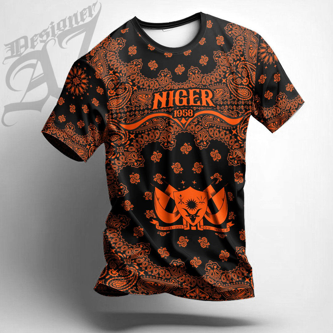 African T-shirt – Niger Paisley Bandana “Never Out of Date”...