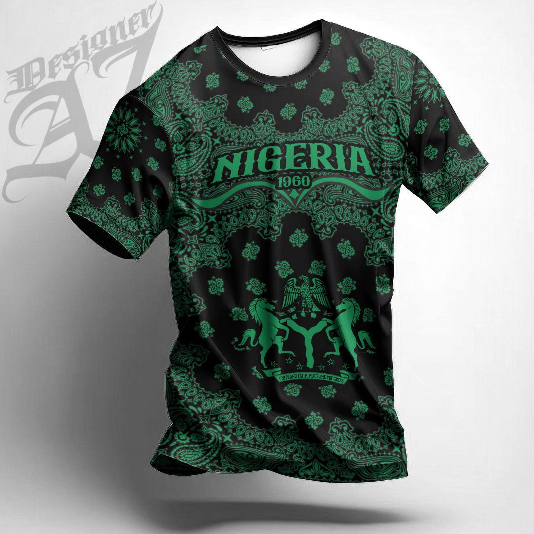 African T-shirt – Nigeria Paisley Bandana “Never Out of Date”...