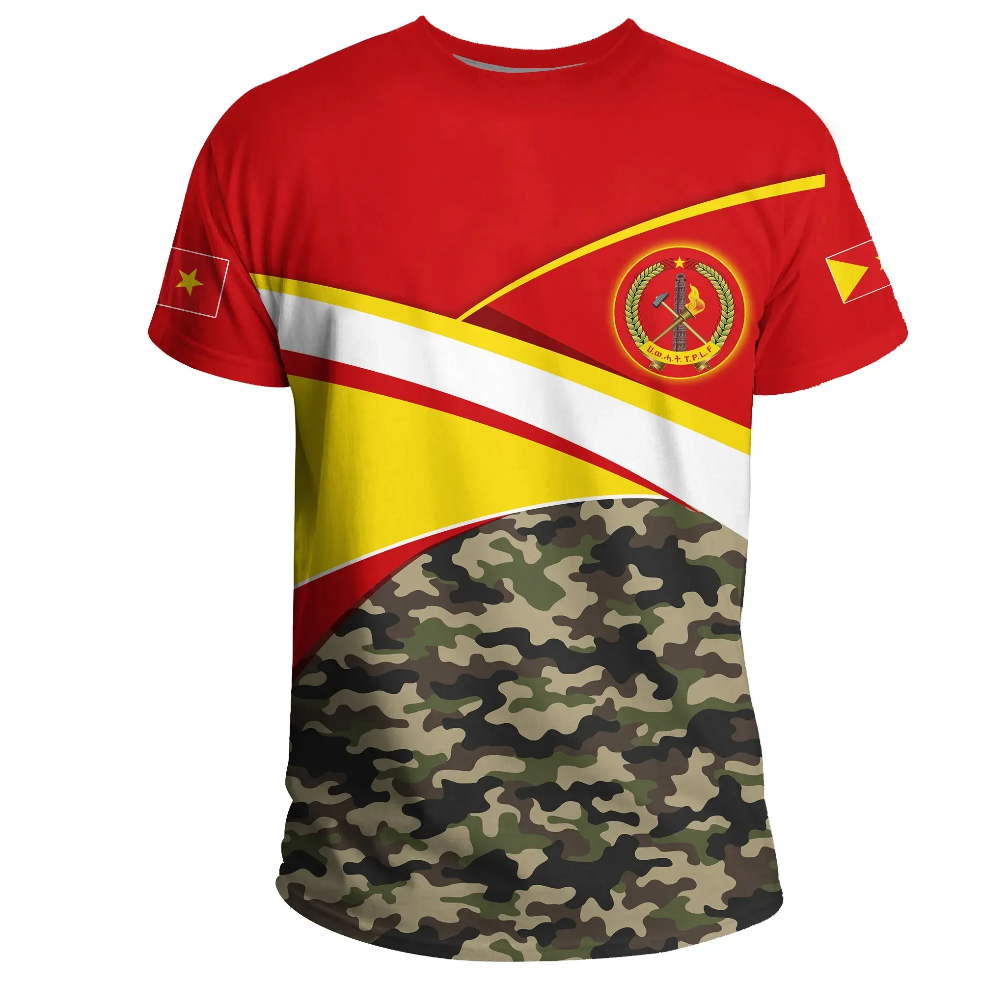 African T-shirt – Tigray Flag TPLF Camo Red Tee