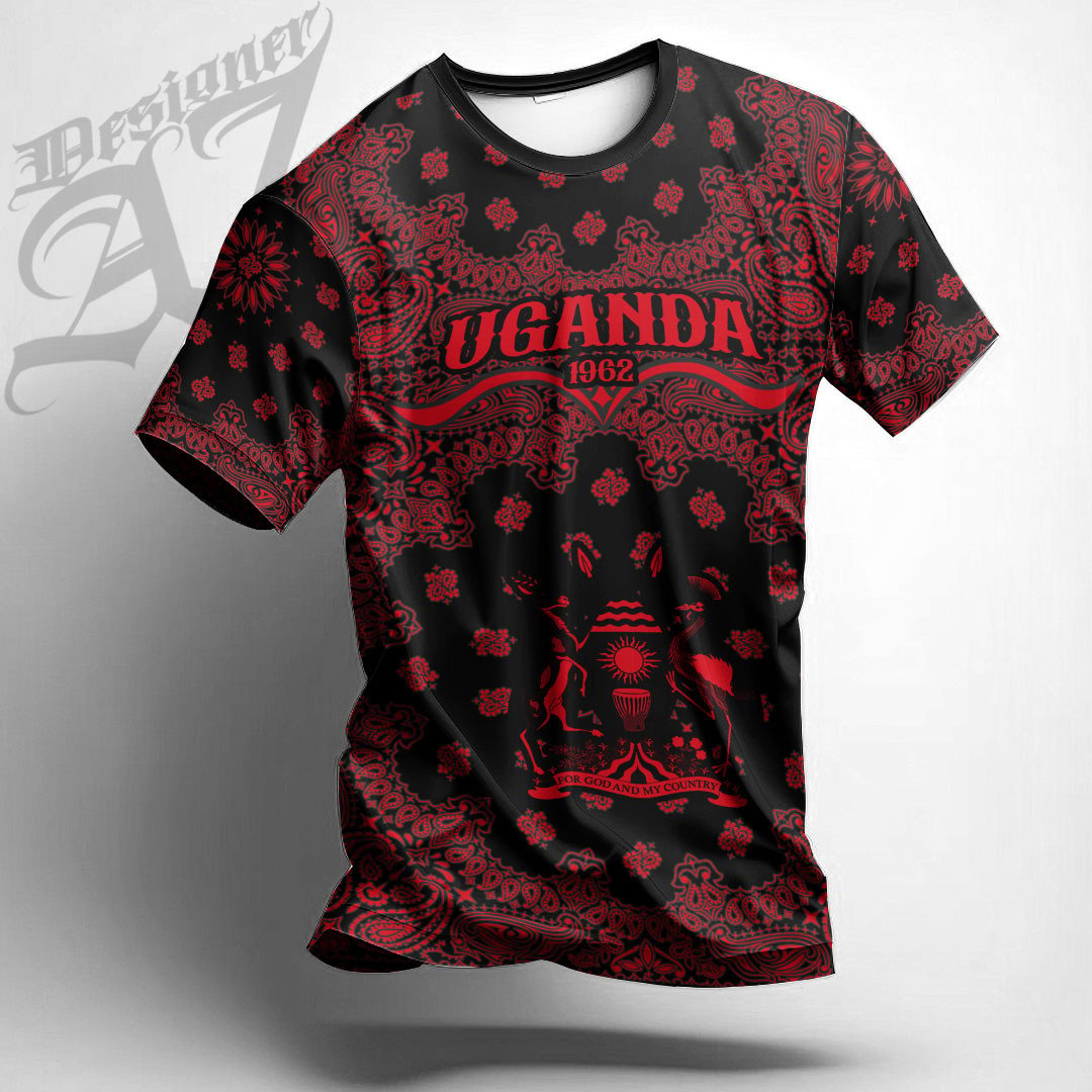 African T-shirt – Uganda Paisley Bandana “Never Out of Date”...