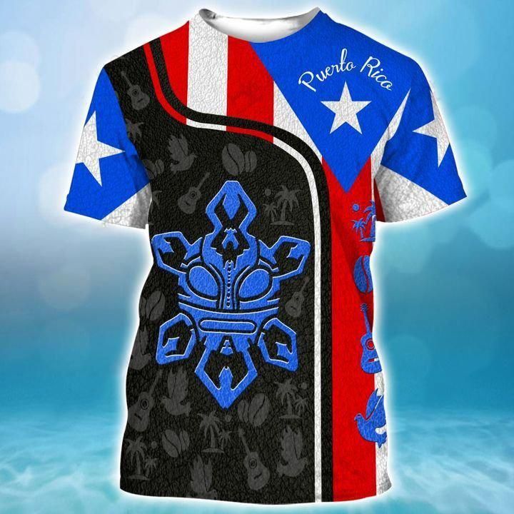 T-shirt – Encanto Rican Personalised Puerto Rico Flag Pattern Tee
