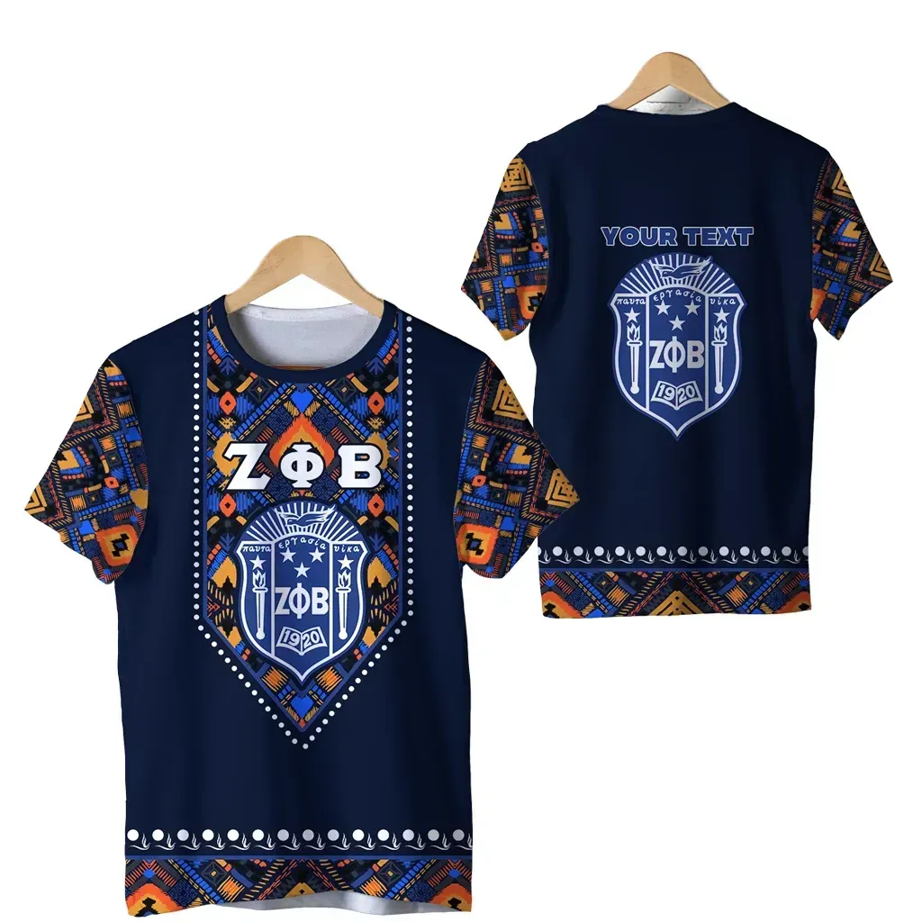 T-shirt – Personalized Zeta Phi Beta Pattern Navy Tee