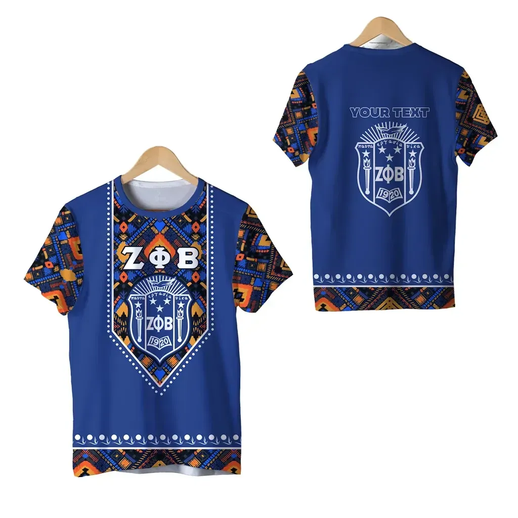 T-shirt – Personalized Zeta Phi Beta Pattern Royal Blue Tee