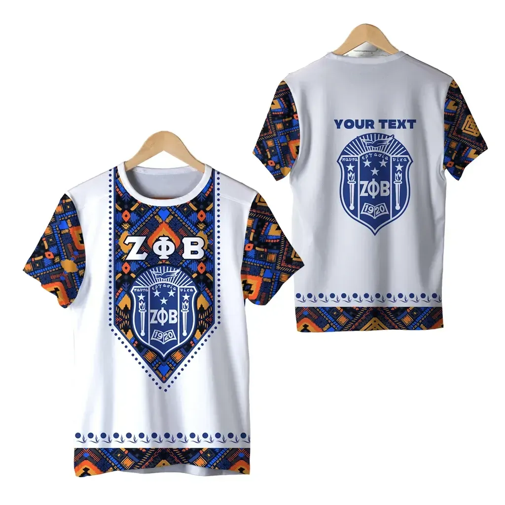 T-shirt – Personalized Zeta Phi Beta Pattern White Tee
