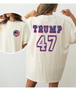 Donald Trump 45 47 Comfort Colors Shirt Trump 47 T-shirtsmiley American Flag 2024 Shirtrepublican Gift47th President Trmp Election Shirt