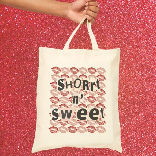 Short N Sweet Sabrina Carpenter Cotton Canvas Tote Bag Sabrina Carpenter Merch Shopping Tote Pop Music Fan Album Merch Kisses Design