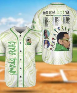 Chris Brown 11 11 Tour Baseball Jersey Shirt Green Line...